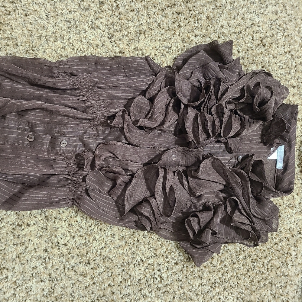 Dark Brown A'gaci Button Down Blouse - image 1